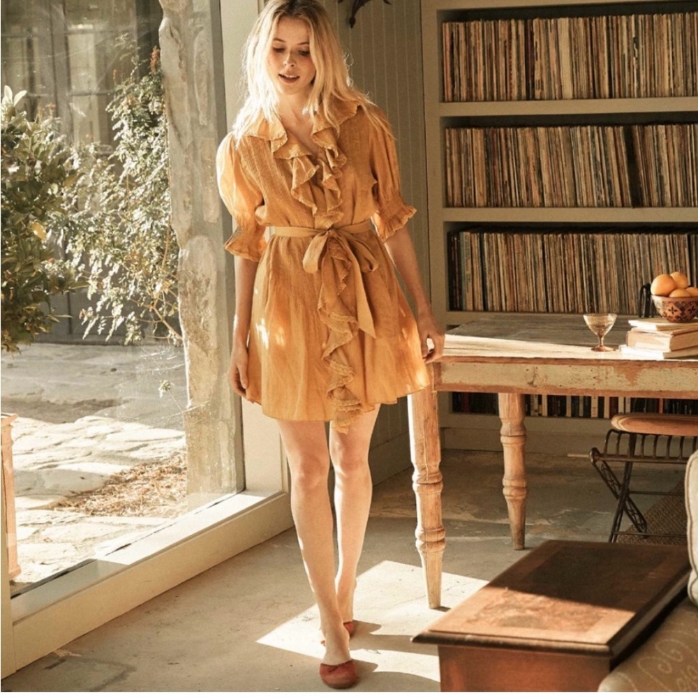 Doen Mustard Yellow Mini Dress